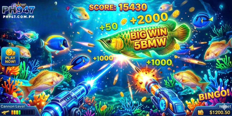 The 5BMW fish shooting game is an online arcade-style casino game