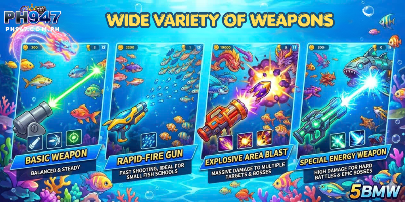 Wide Variety of Weapons